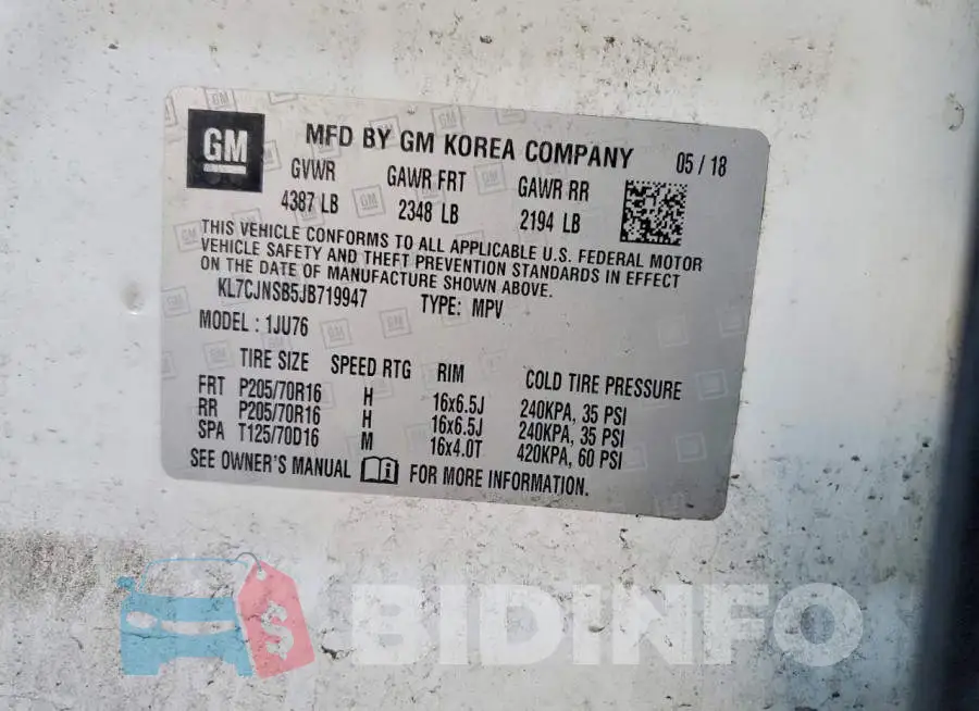 KL7CJNSB5JB719947 Photo# 14