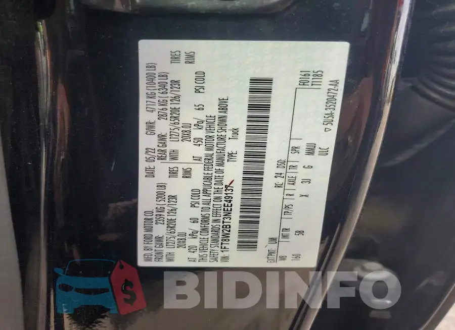 1FT8W2BT3NEE49137 Photo# 13