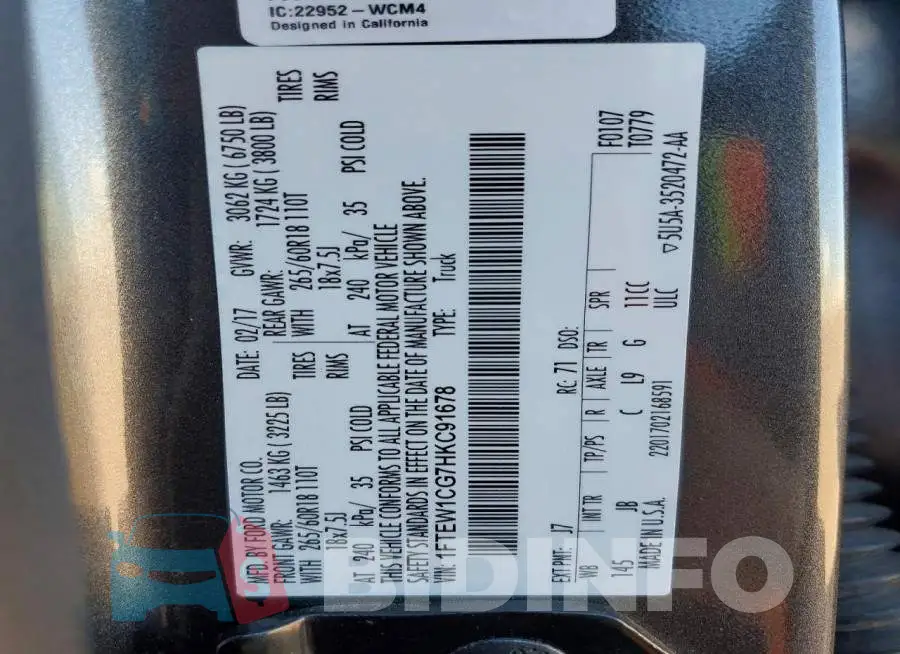 1FTEW1CG7HKC91678 Photo# 12