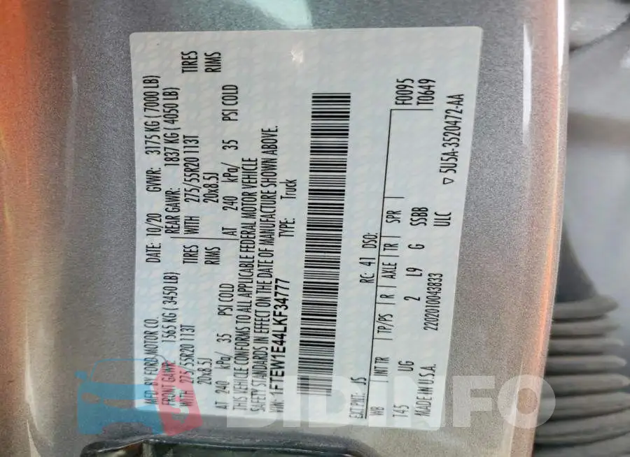 1FTEW1E44LKF34777 Photo# 12