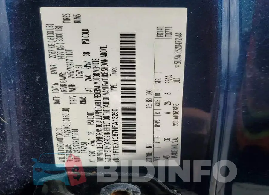 1FTEX1C87HFA13250 Photo# 13