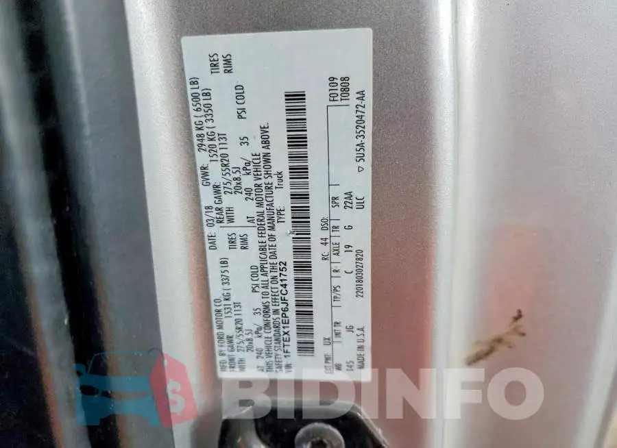 1FTEX1EP6JFC41752 Photo# 12