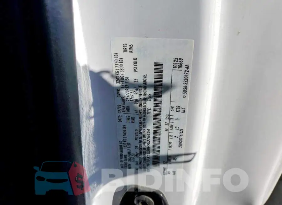 1FTFX1E50PKD76454 Photo# 12