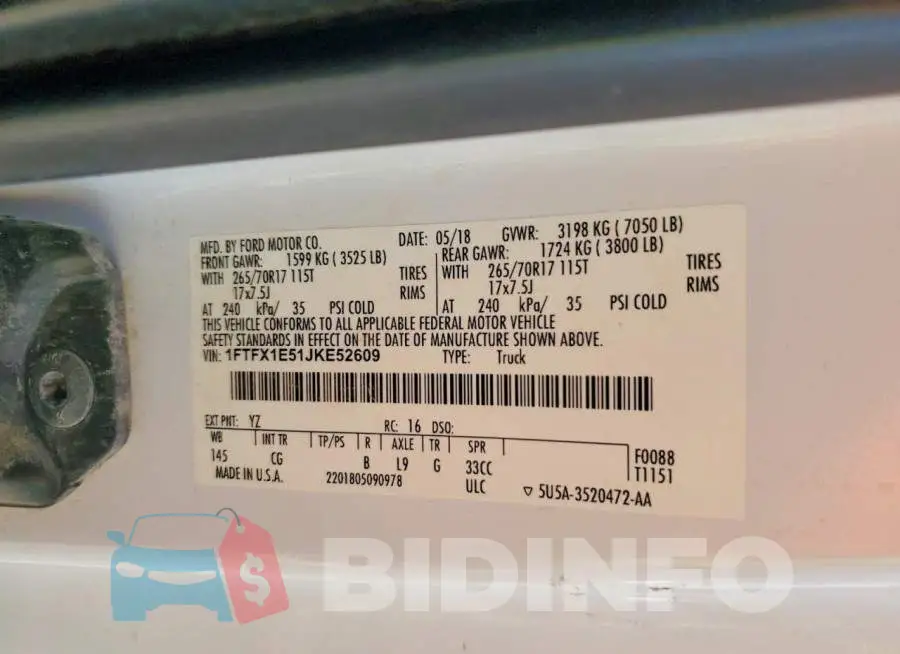 1FTFX1E51JKE52609 Photo# 12
