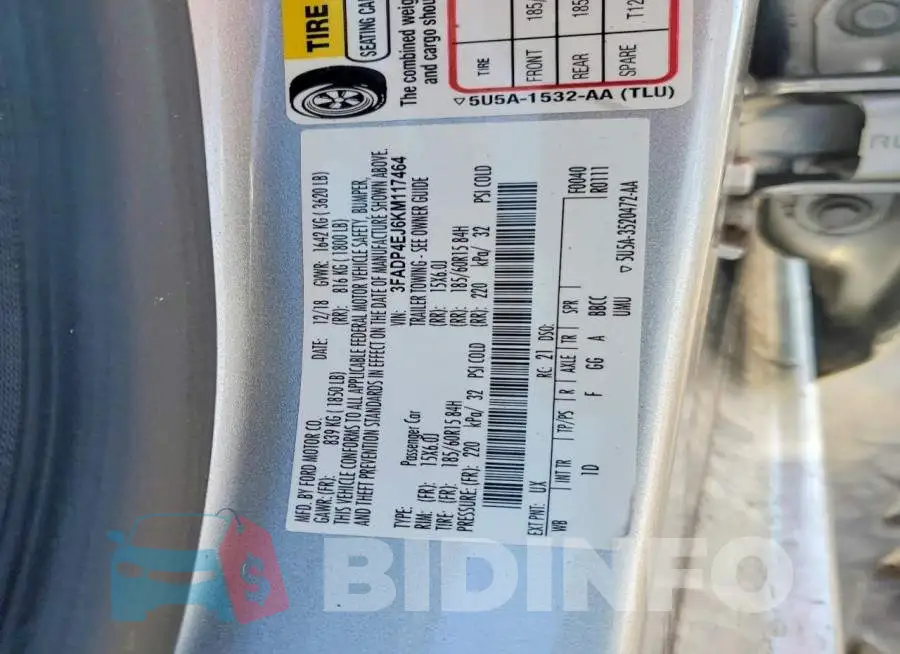 3FADP4EJ6KM117464 Photo# 13