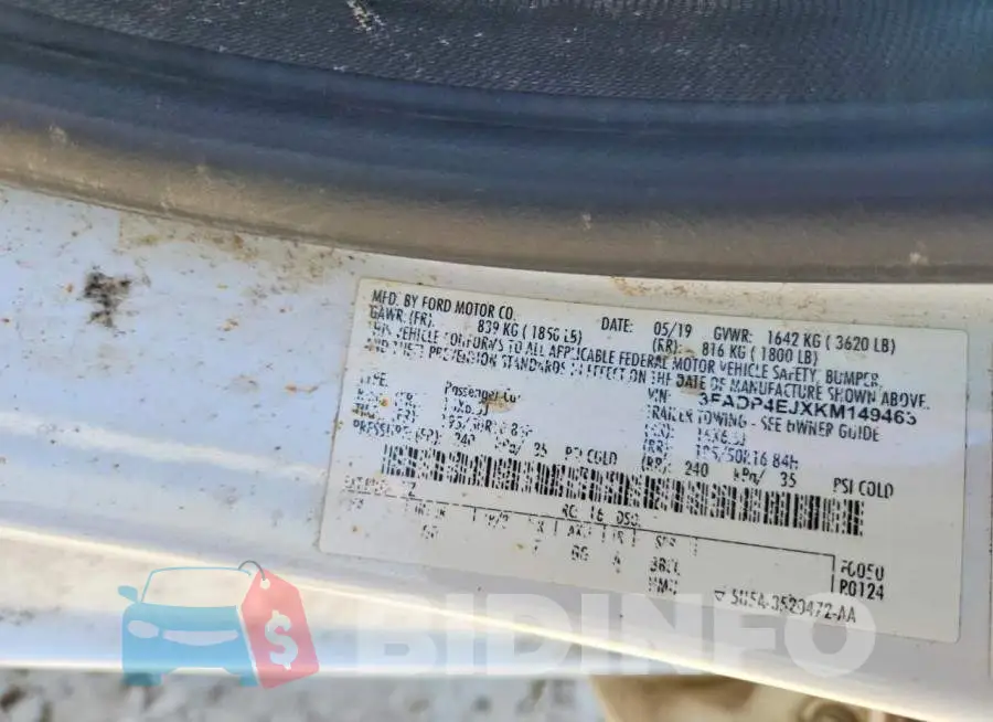 3FADP4EJXKM149463 Photo# 12