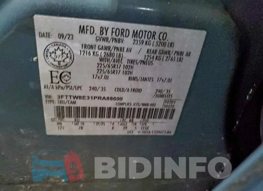 3FTTW8E31PRA88600 Photo# 12