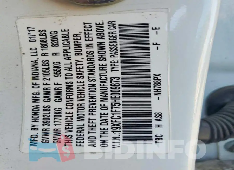19XFC1F75HE009873 Photo# 12