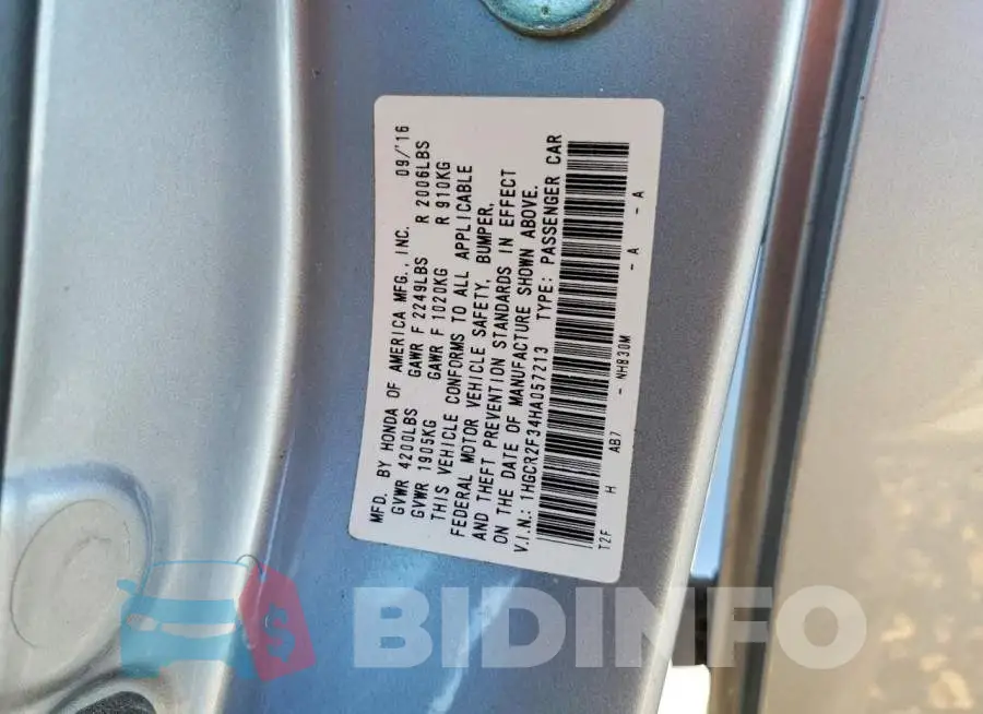 1HGCR2F34HA057213 Photo# 13