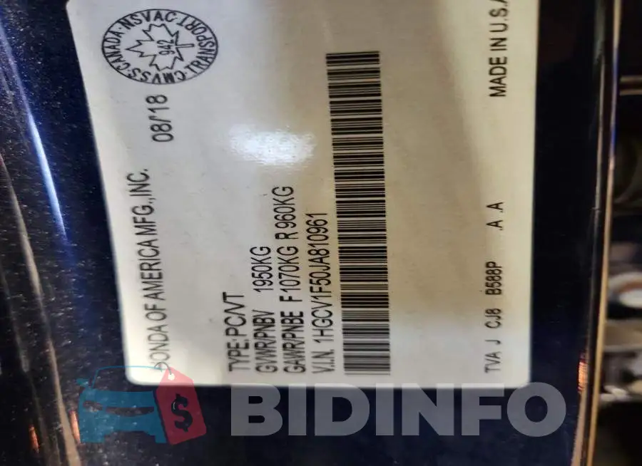 1HGCV1F50JA810961 Photo# 12