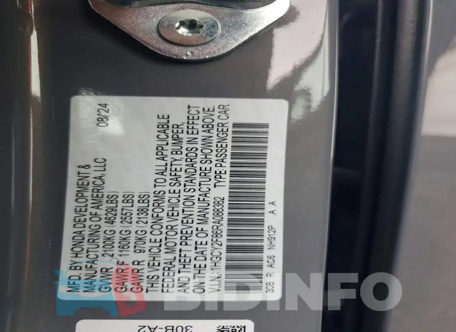 1HGCY2F86RA088382 Photo# 13