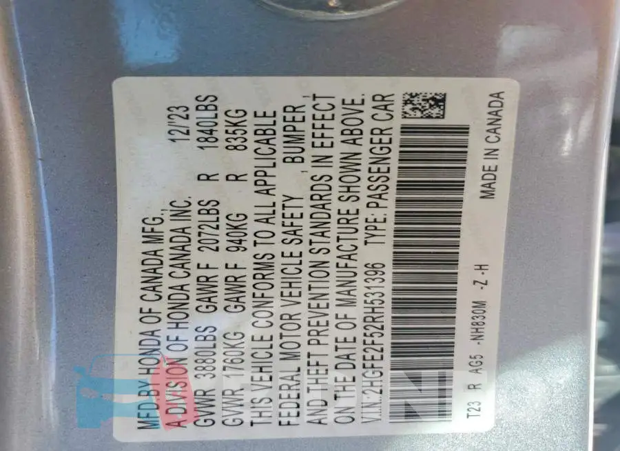 2HGFE2F52RH531396 Photo# 13