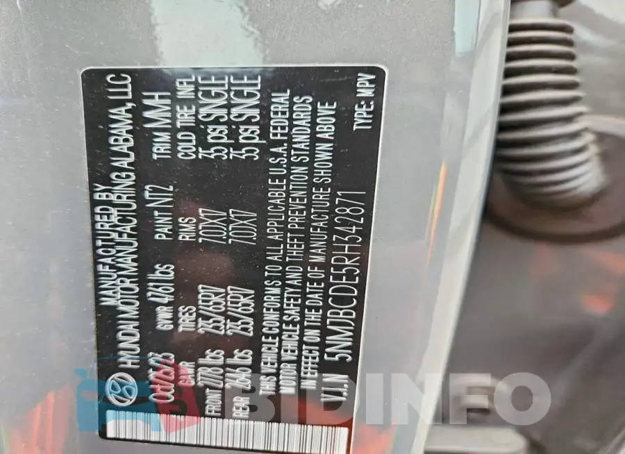 5NMJBCDE5RH342871 Photo# 14