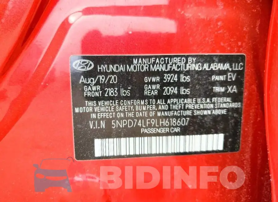 5NPD74LF9LH618607 Photo# 13
