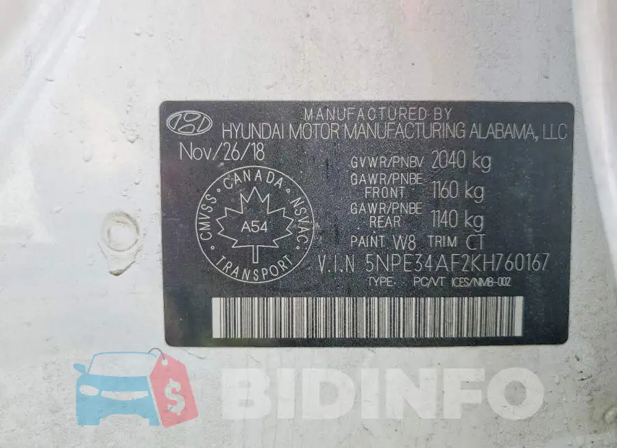 5NPE34AF2KH760167 Photo# 12