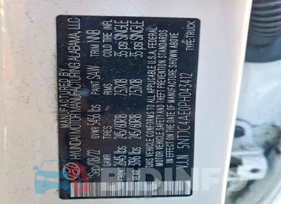 5NTJC4AE0PH043412 Photo# 12