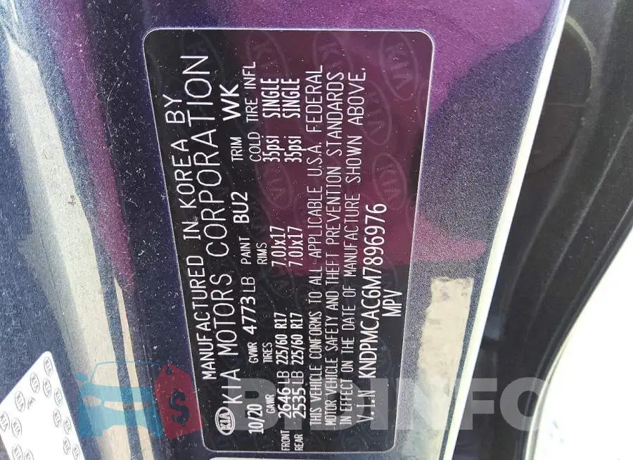 KNDPMCAC6M7896976 Photo# 13