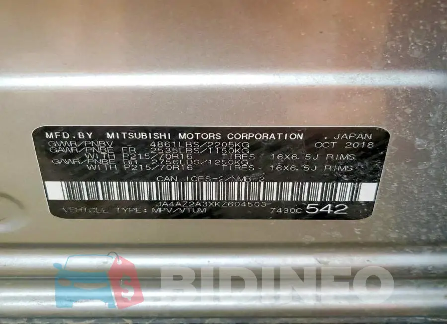 JA4AZ2A3XKZ604503 Photo# 14