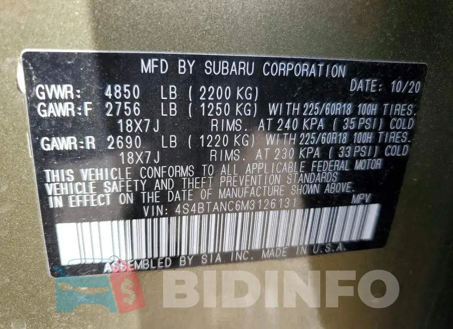 4S4BTANC6M3126131 Photo# 13