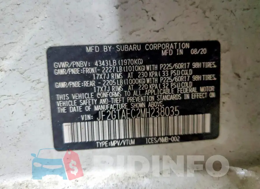 JF2GTAEC2MH238035 Photo# 13