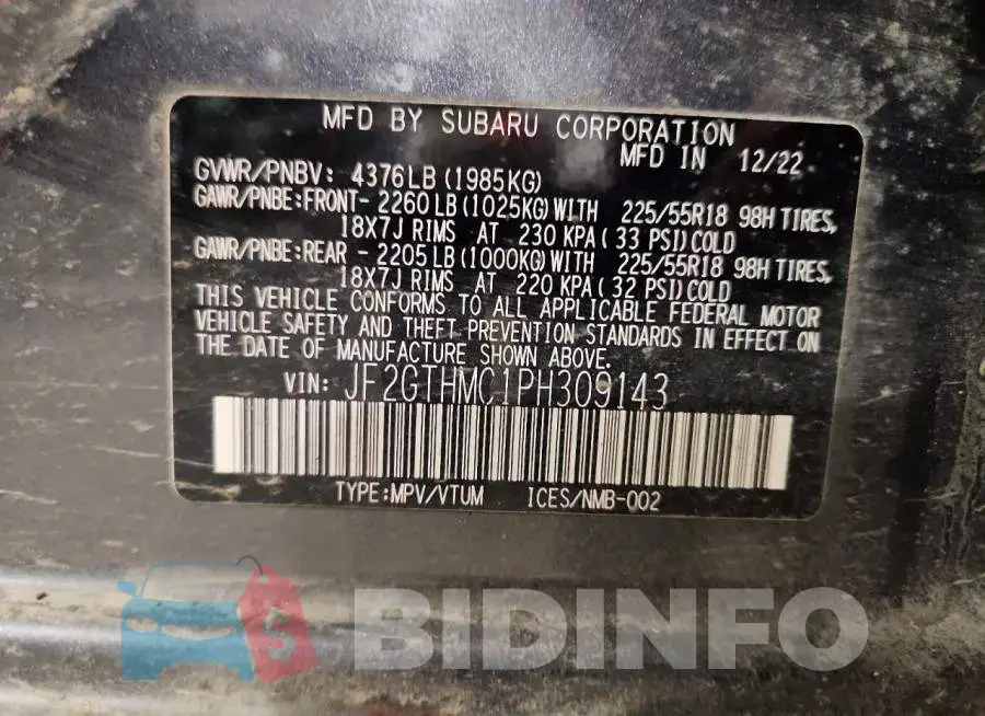 JF2GTHMC1PH309143 Photo# 13