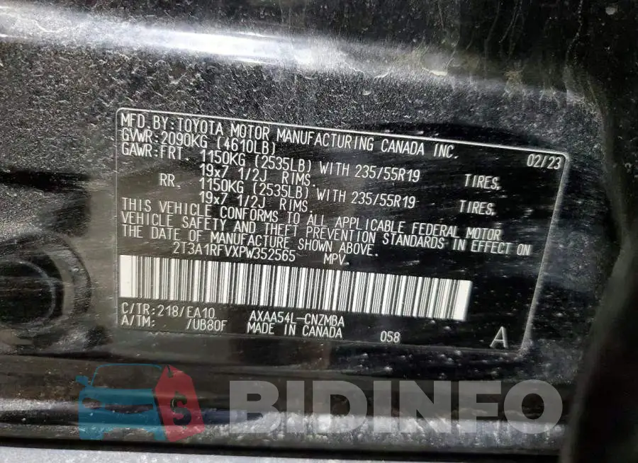 2T3A1RFVXPW352565 Photo# 13