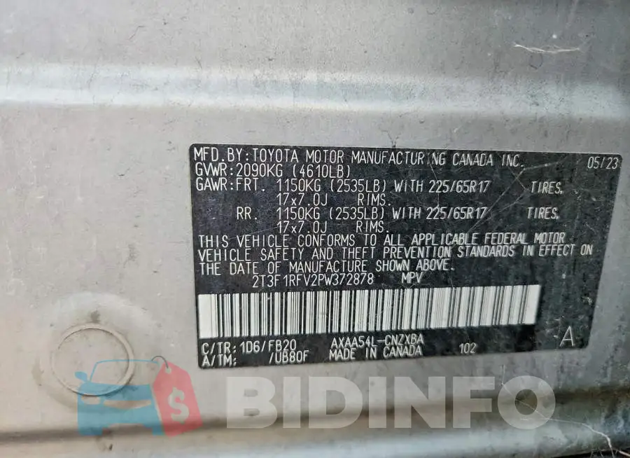 2T3F1RFV2PW372878 Photo# 12