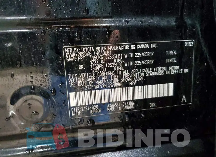 2T3F1RFVXNC261896 Photo# 13