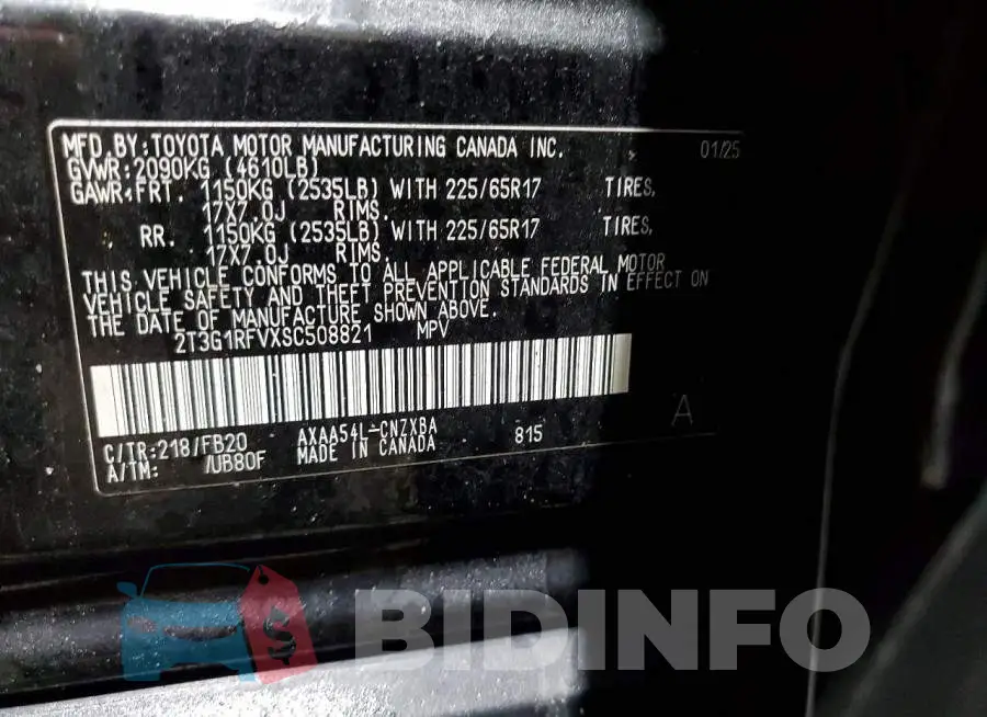2T3G1RFVXSC508821 Photo# 14