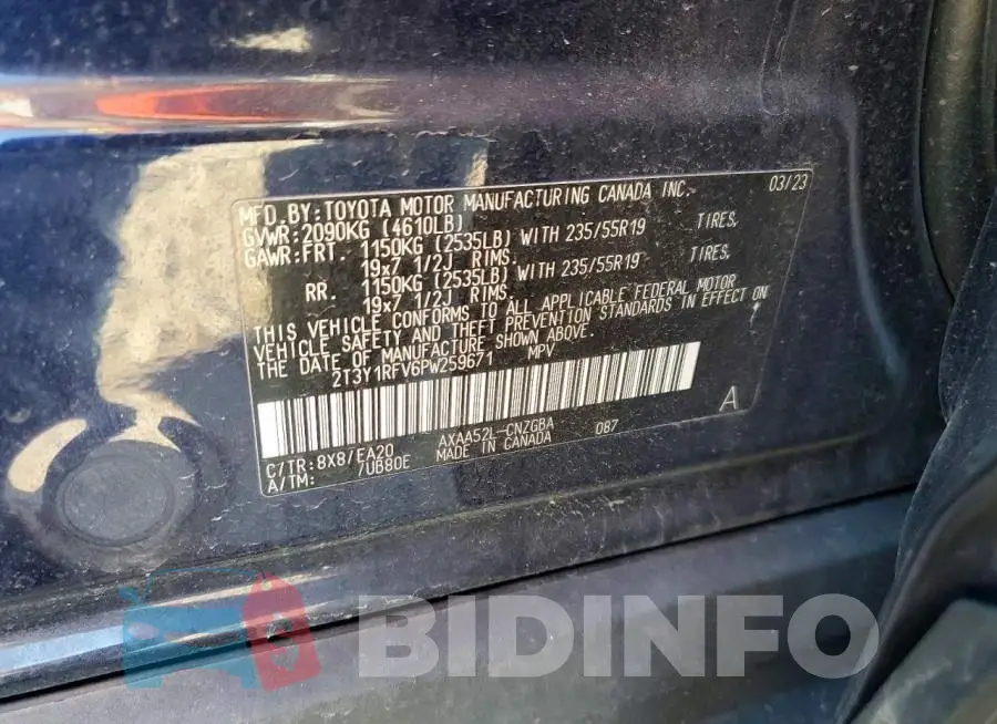 2T3Y1RFV6PW259671 Photo# 12