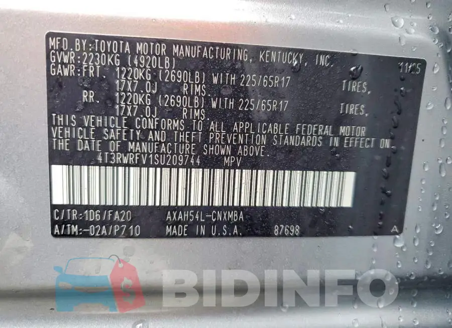 4T3RWRFV1SU209744 Photo# 14