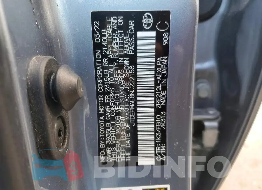 JTDEPMAE8NJ222158 Photo# 12