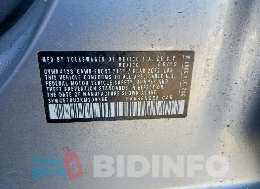 3VWC57BU3KM209365 Photo# 12