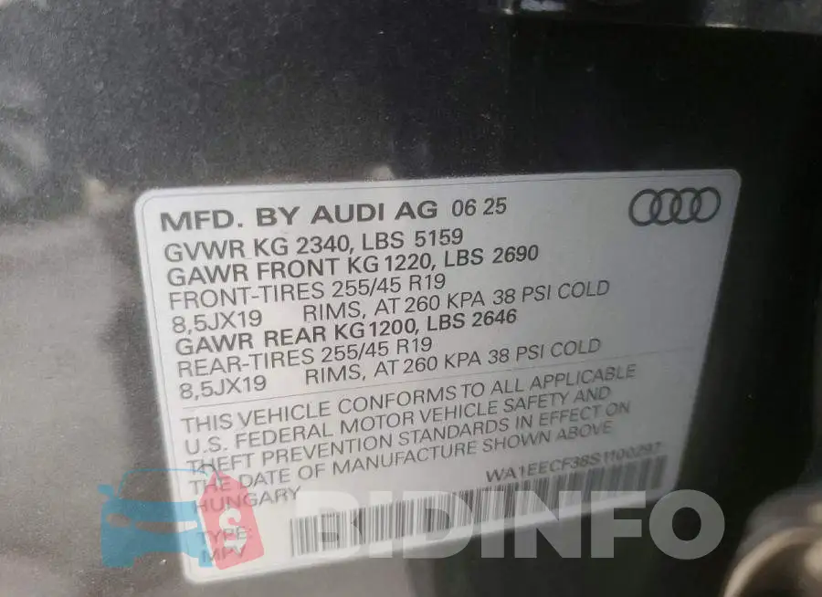 WA1EECF38S1100297 Photo# 12