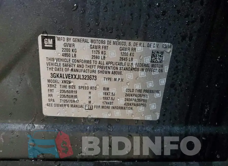 3GKALVEXXJL323673 Photo# 12