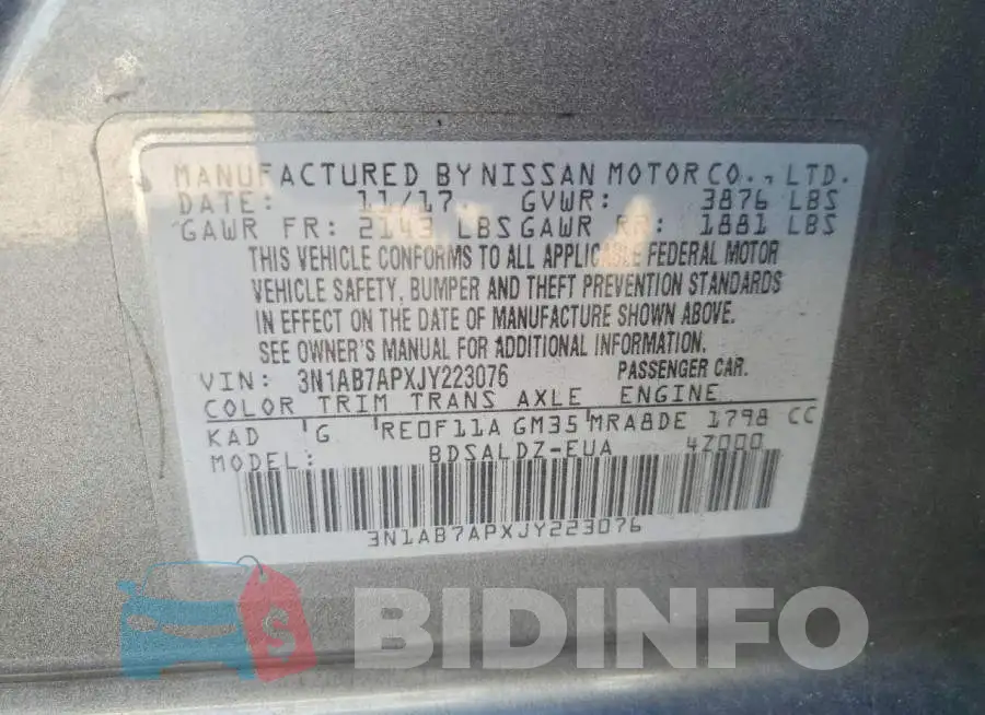 3N1AB7APXJY223076 Photo# 12