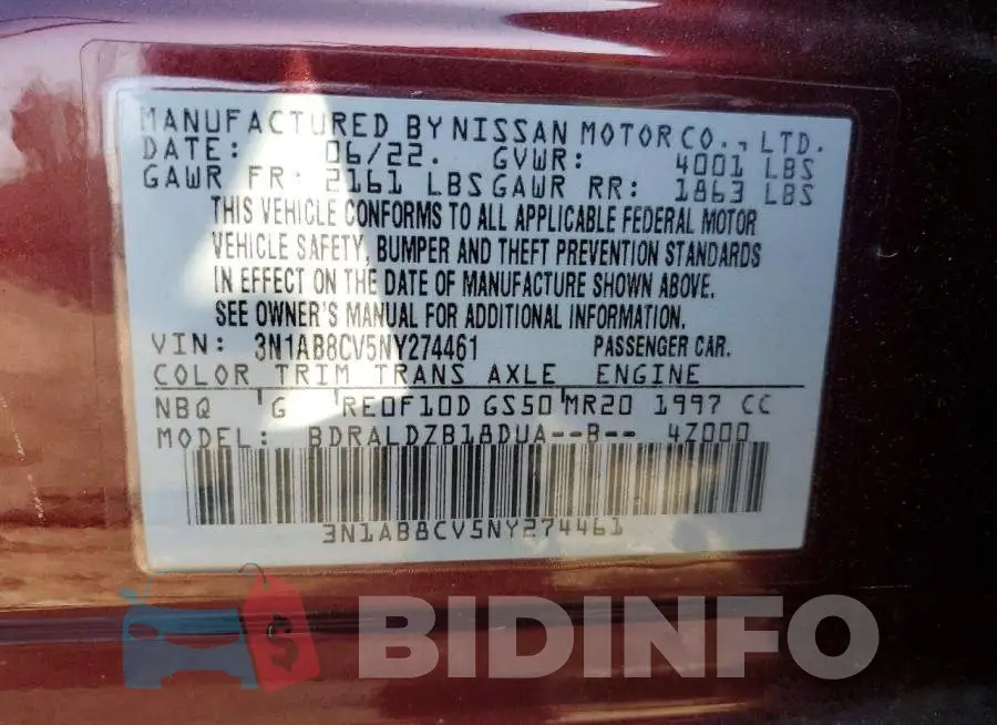 3N1AB8CV5NY274461 Photo# 12