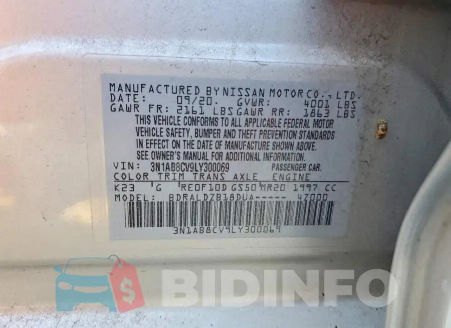 3N1AB8CV9LY300069 Photo# 12