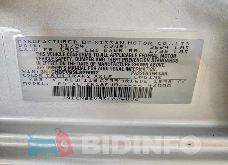 3N1CN8EV9SL826002 Photo# 13