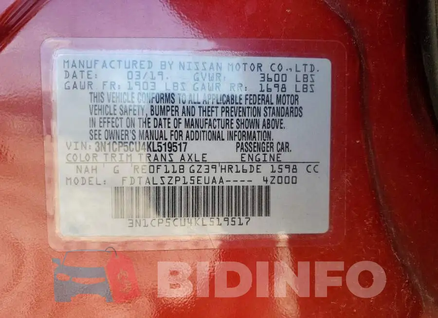 3N1CP5CU4KL519517 Photo# 13