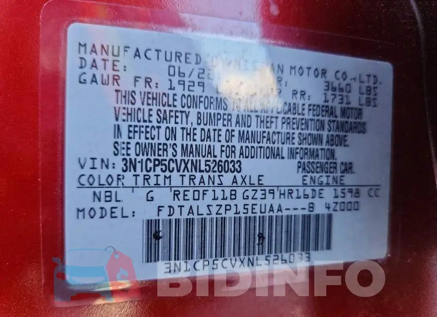 3N1CP5CVXNL526033 Photo# 13