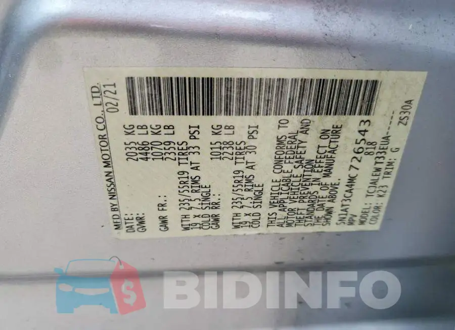 5N1AT3CA4MC726543 Photo# 14