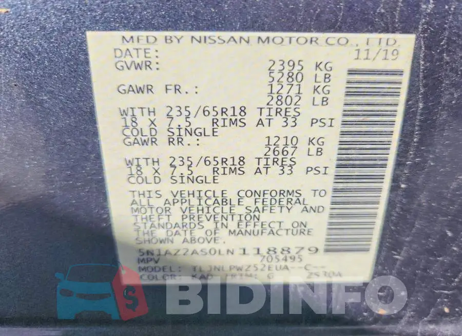 5N1AZ2AS0LN118879 Photo# 13