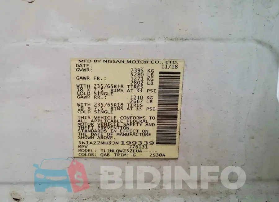 5N1AZ2MH3JN199339 Photo# 13