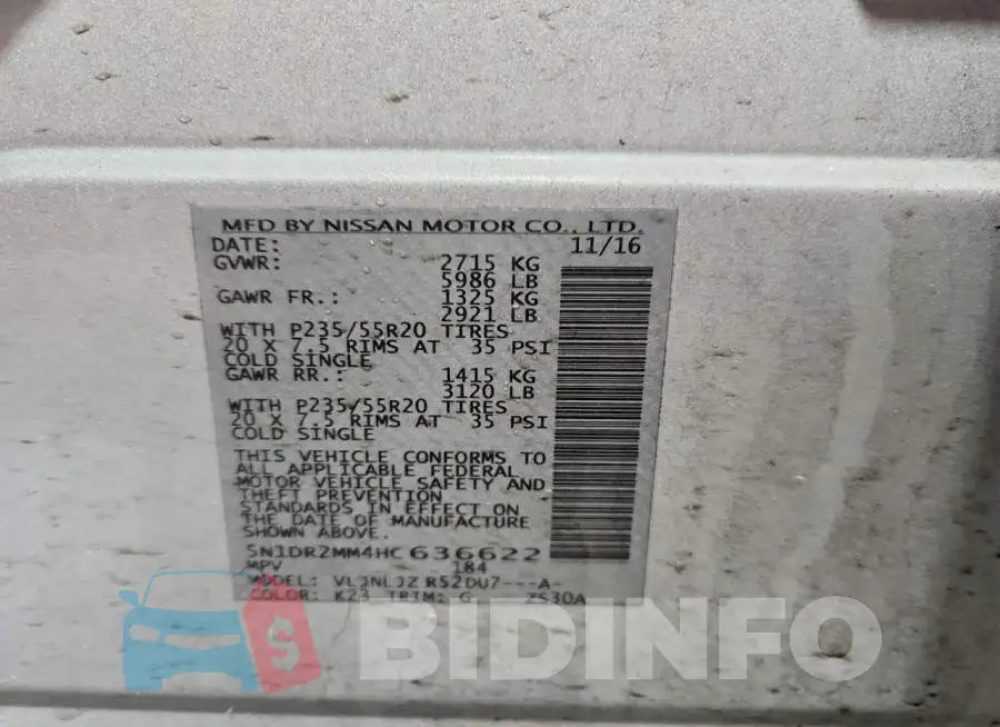 5N1DR2MM4HC636622 Photo# 14