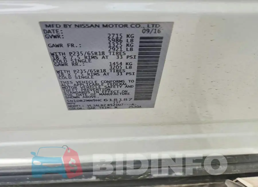 5N1DR2MN9HC618187 Photo# 13