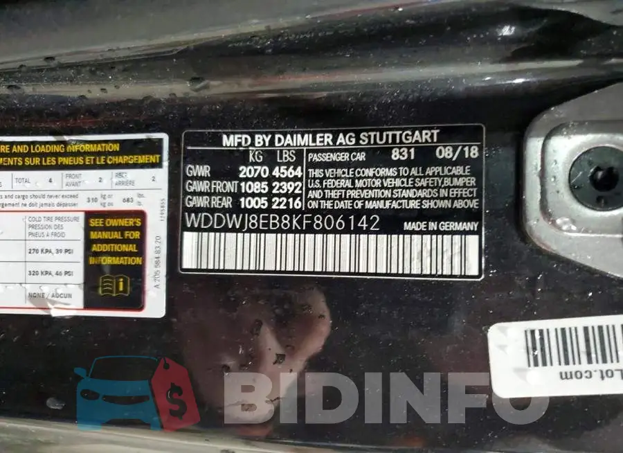 WDDWJ8EB8KF806142 Photo# 12