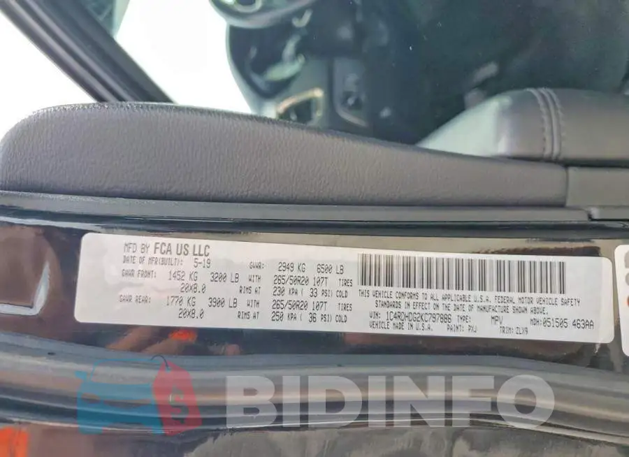 1C4RDHDG2KC797886 Photo# 13