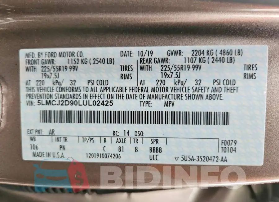 5LMCJ2D90LUL02425 Photo# 13