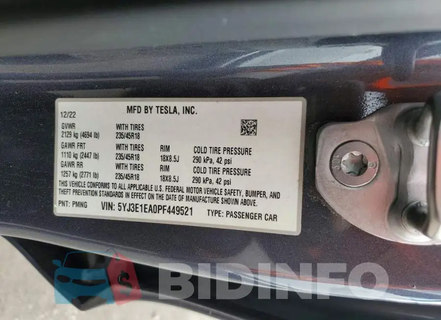 5YJ3E1EA0PF449521 Photo# 12